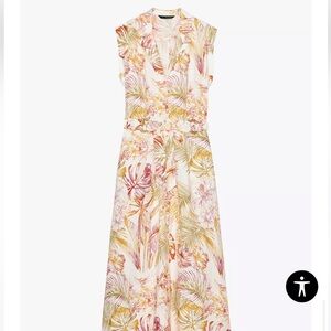 Zara Cream Maxi Sundress with V-Neck and Cap Sleeves